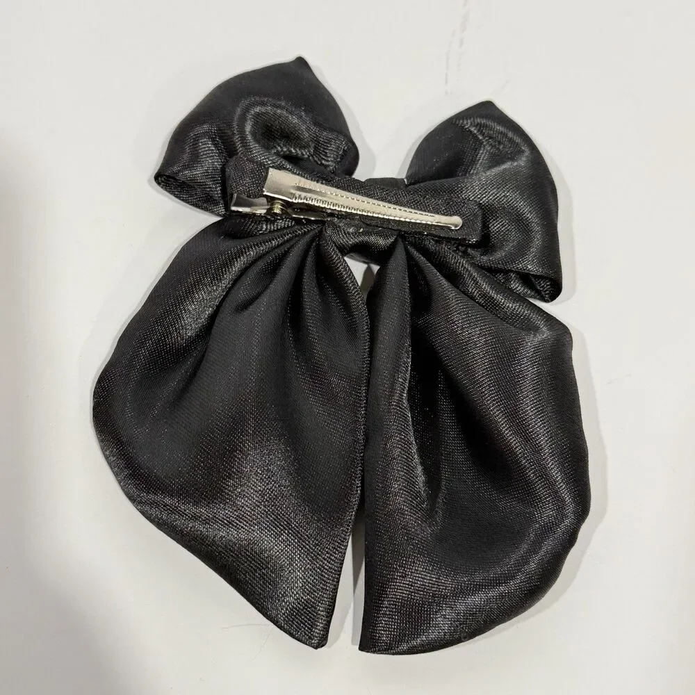 New Coquette black Satin hair bow for women and girls